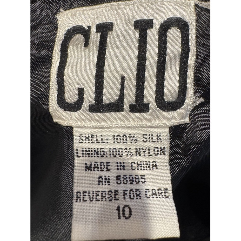 Vintage 90s CLIO Black Embroidered Silk Skirt Size 10 Floral Fringe Boho Fairy - Picture 6 of 7